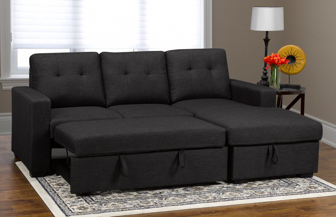 Obrike Fabric Dark Grey Sectional Sofa Bed with Reversible Storage Chaise