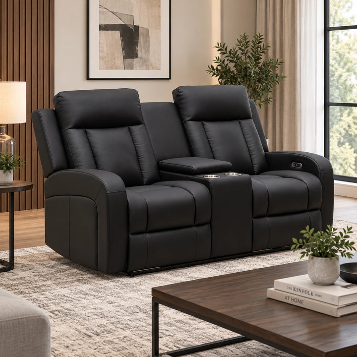 Gary Black Power Recliner Loveseat in Top Grain Leather