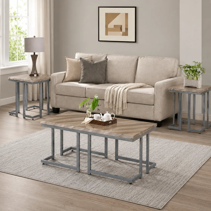 Camden 3-Piece Occasional Table Set - Grey/ Pewter
