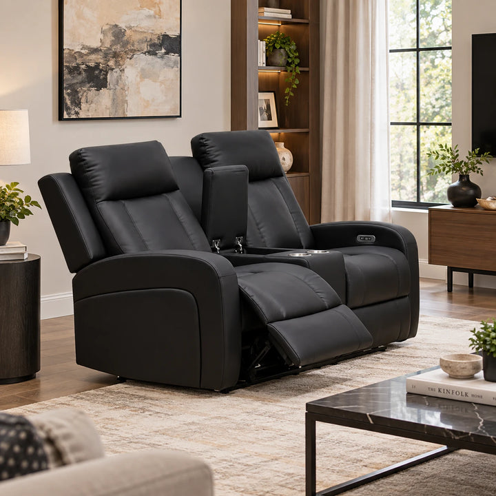Gary 3-Piece Black Power Recliner Set in Top Grain Leather