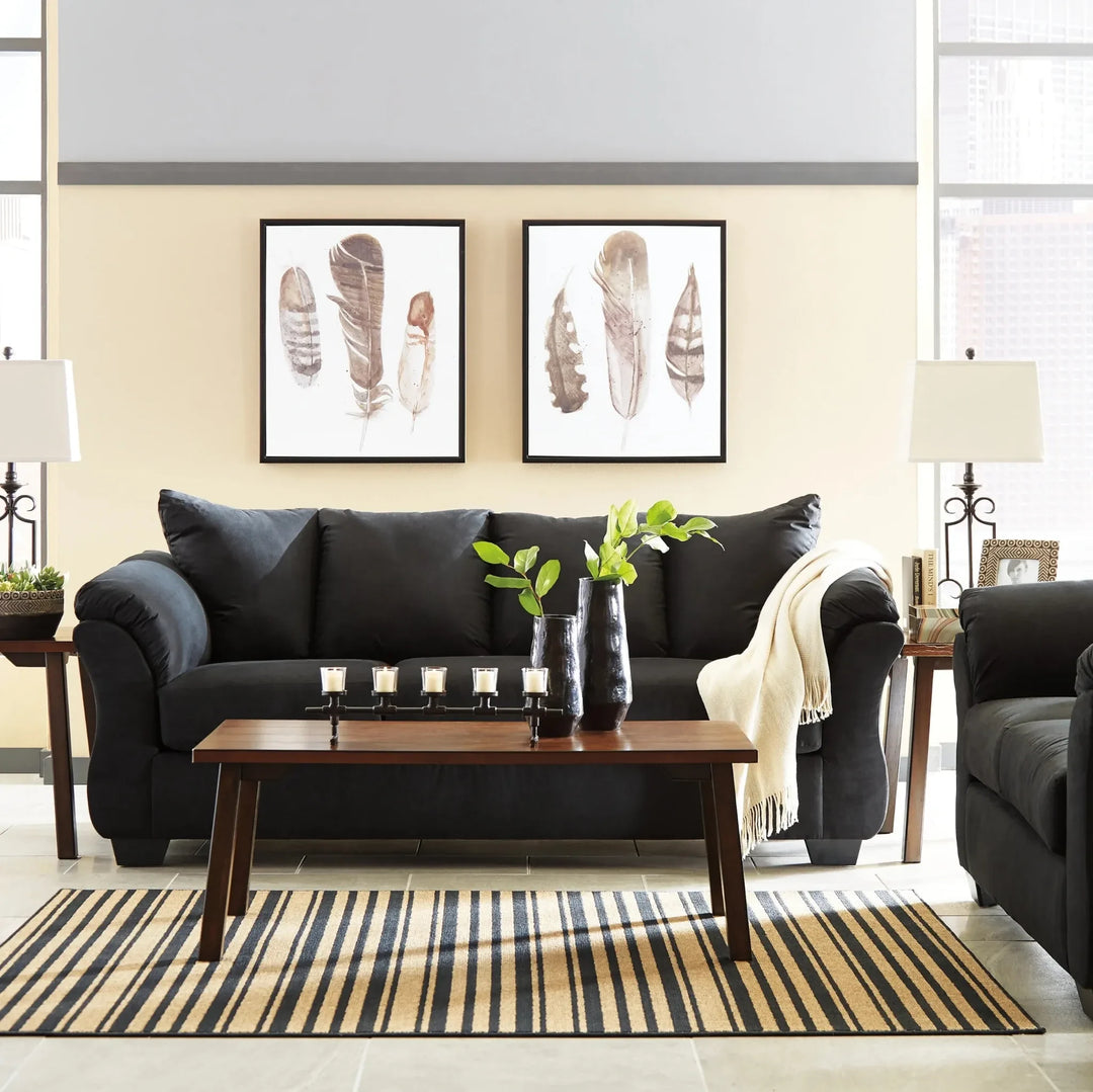 7500838 Darcy Stationary Sofa In Fabric Upholstery - Black | Signature Design By Ashley