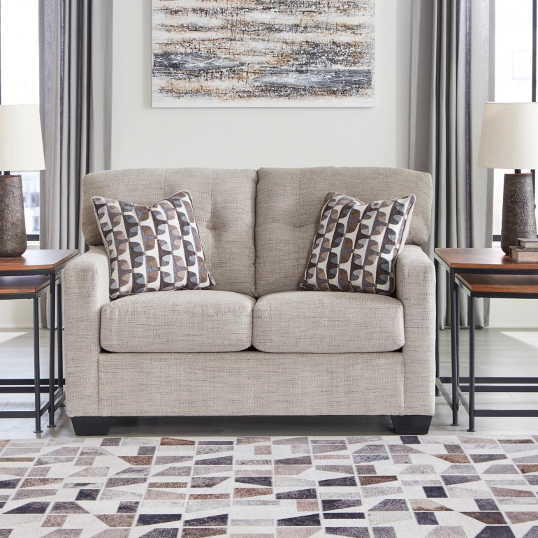 3100435 Mahoney Loveseat In Fabric Upholstery - Pebble  | Signature Design By Ashley