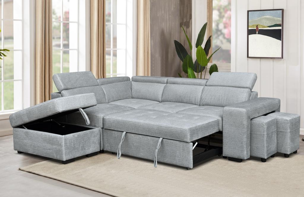 Lexia 5 Pc L Shape Sectional Sleeper Sofa