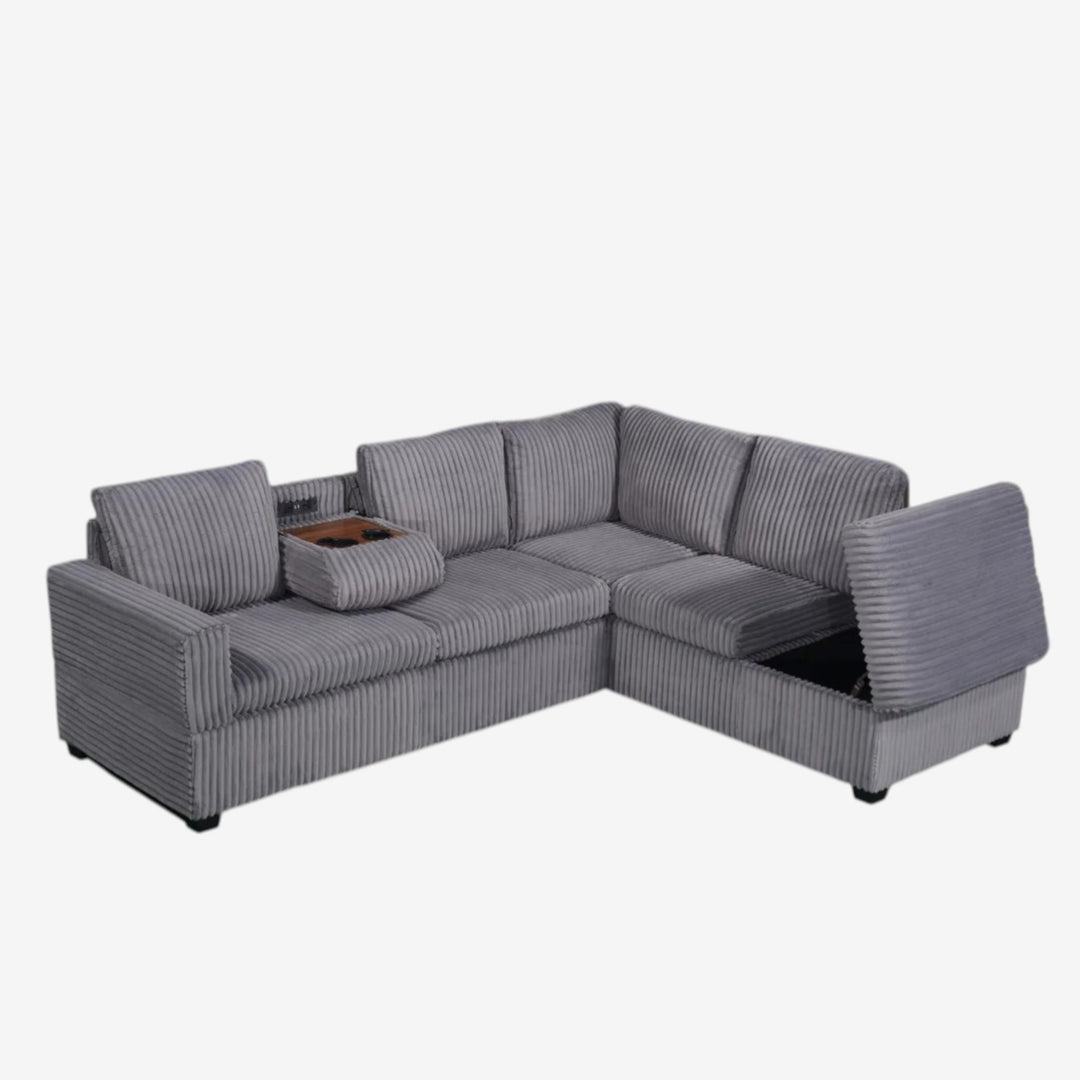 Samuel Fabric Upholstered Sectional Sofa With Reversible Corner Chaise - Grey