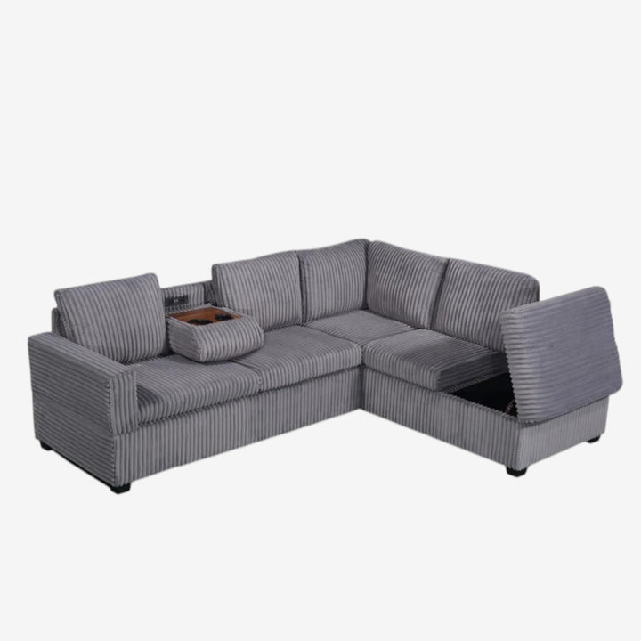 Samuel Fabric Upholstered Sectional Sofa With Reversible Corner Chaise - Grey