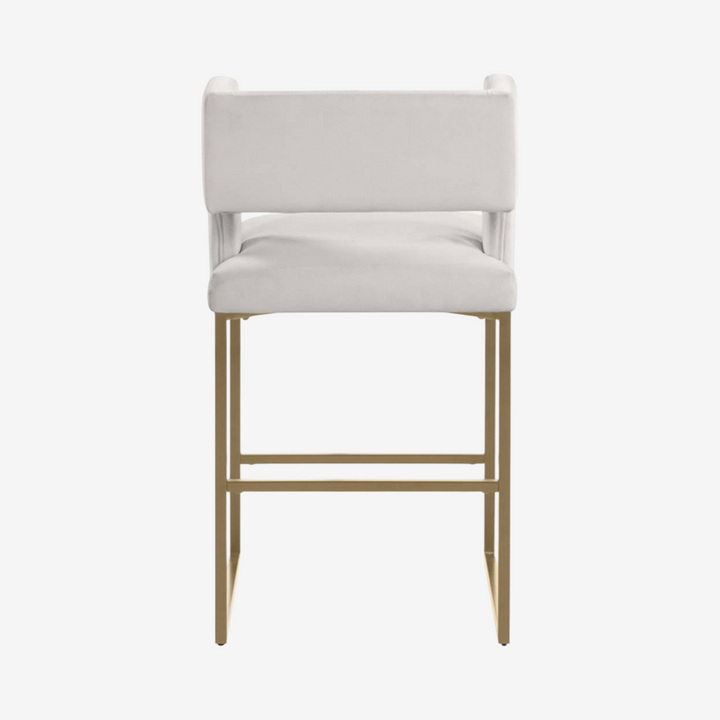Anthony Counter Stool – Set of 2 | Beige Velvet Bar Stools with Gold Legs