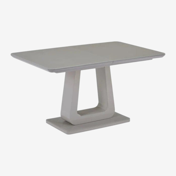 Lumio Extendable Wooden Dining Table With Tempered Glass Top - Warm Grey
