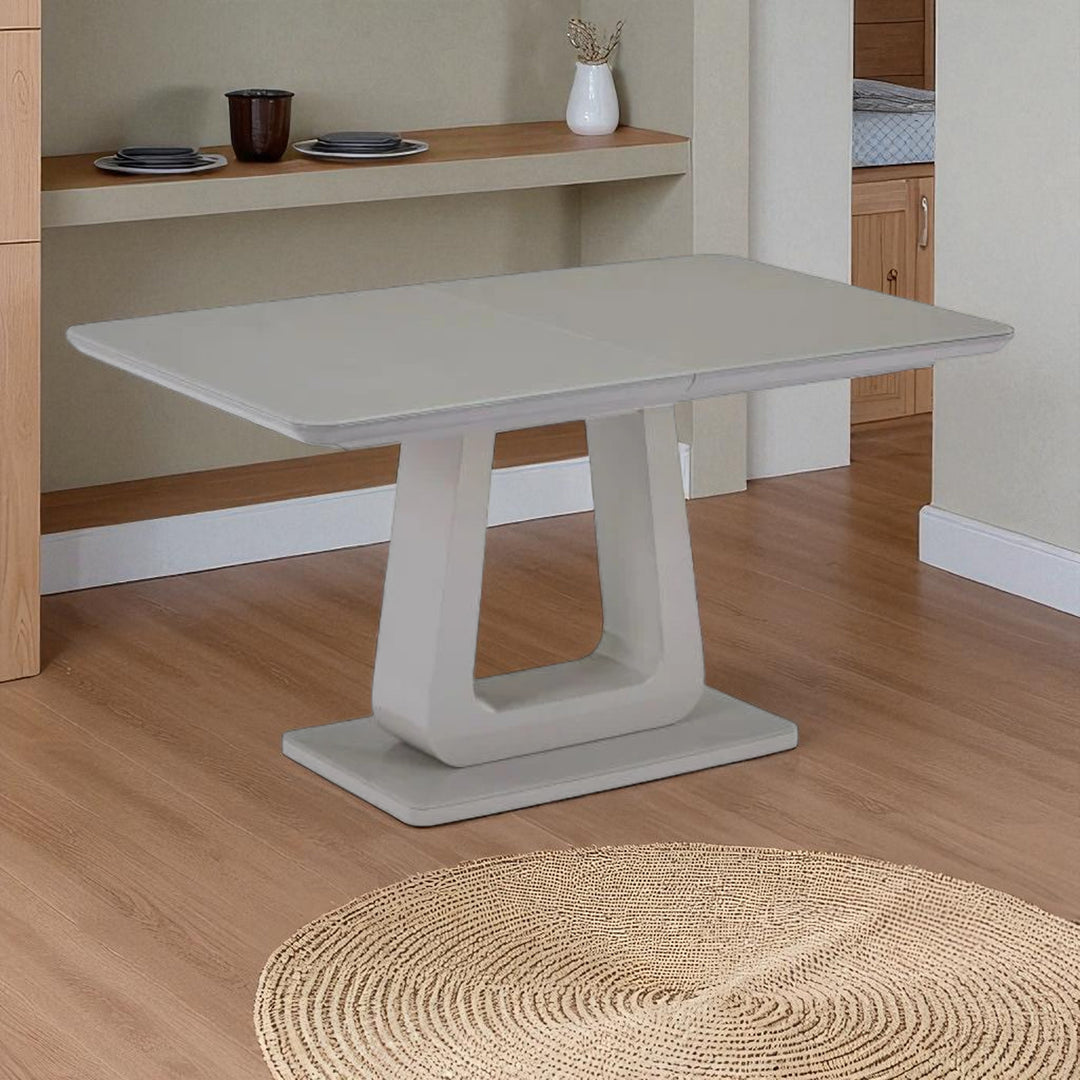 Lumio Extendable Wooden Dining Table With Tempered Glass Top - Warm Grey