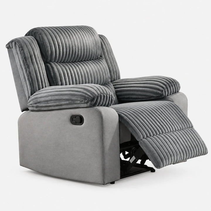 Nathan Grey Manual Recliner Chair In Fabric Upholstery