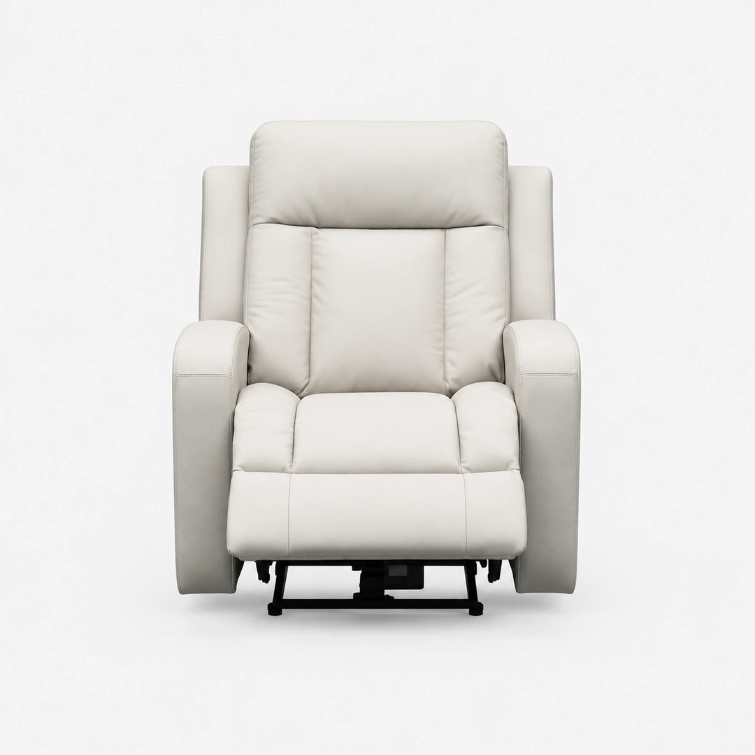 Sudex Beige Power Recliner Chair In Top Grain Leather