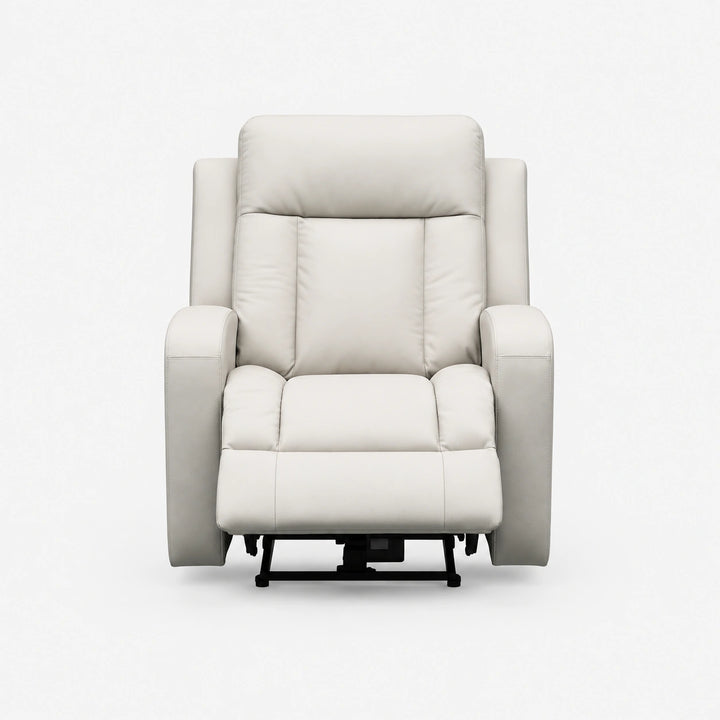 Sudex Beige Power Recliner Chair In Top Grain Leather