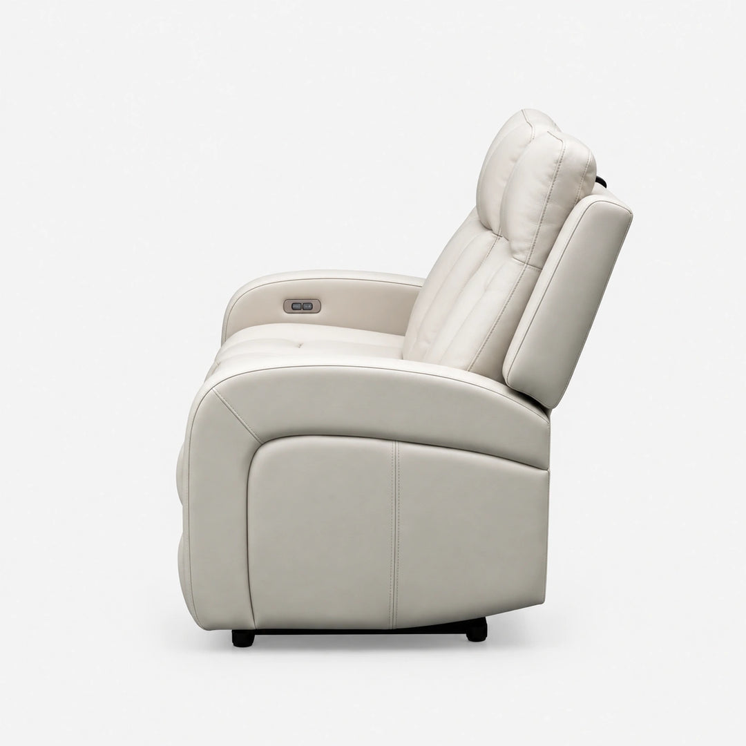 Sudex Beige Power Recliner Chair In Top Grain Leather