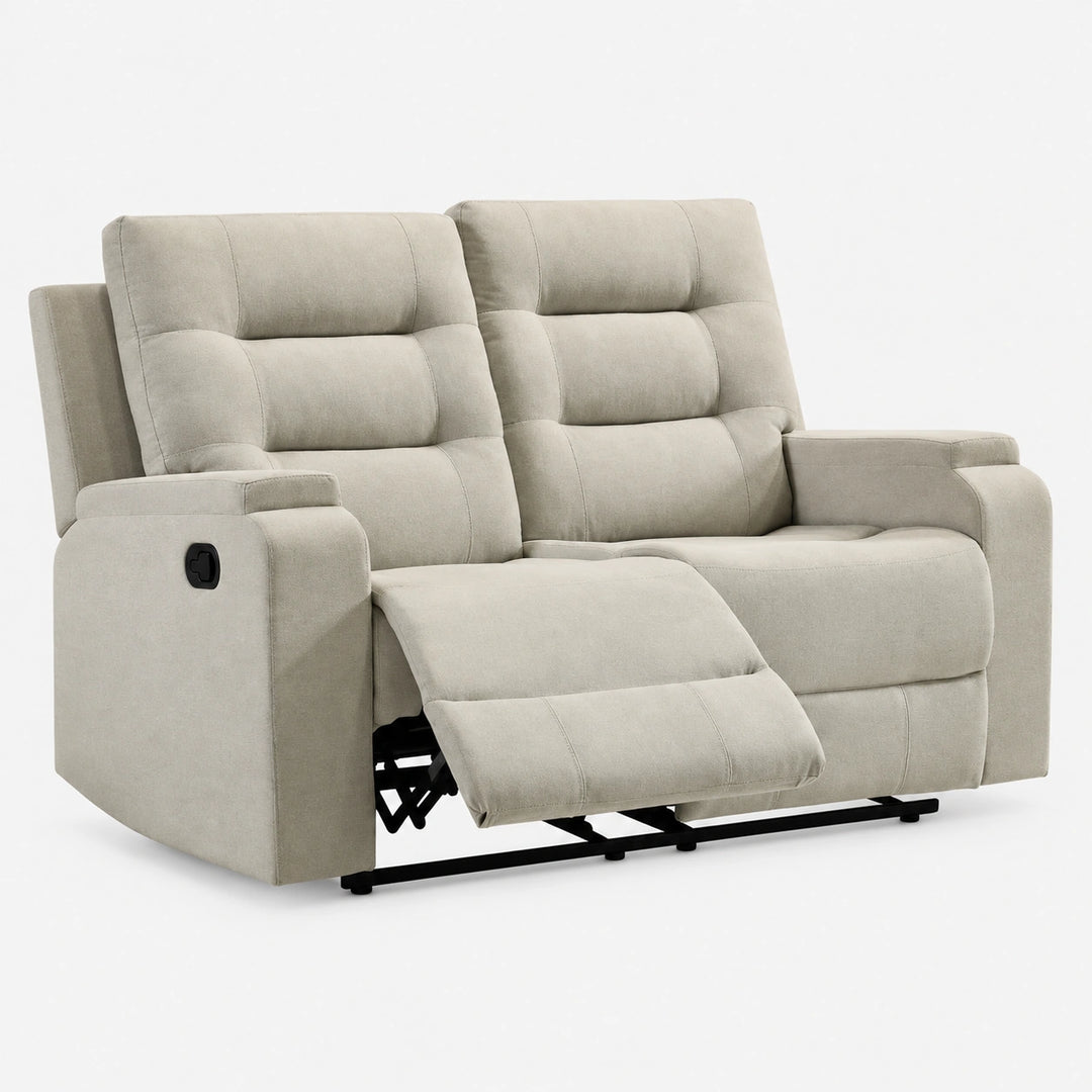 Larkin Beige Manual Recliner Loveseat in Fabric Upholstery
