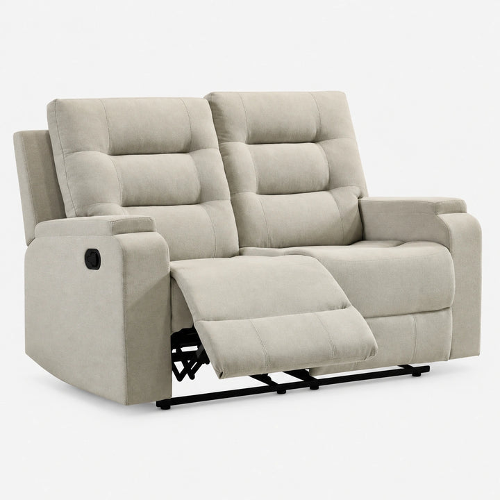 Larkin Beige Manual Recliner Loveseat in Fabric Upholstery