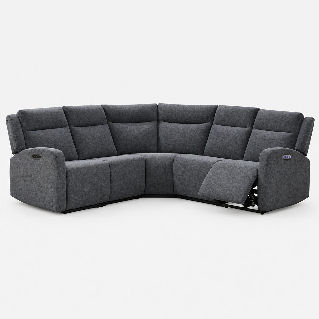 Vario 5-Seater Grey Sectional Recliner In Fabric Upholstery
