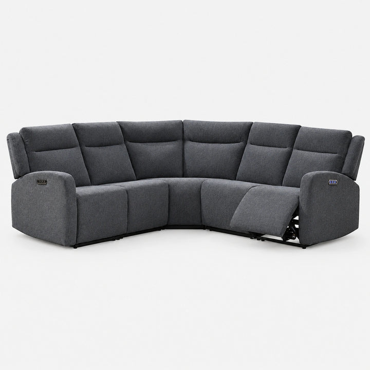 Vario 5-Seater Grey Sectional Recliner In Fabric Upholstery