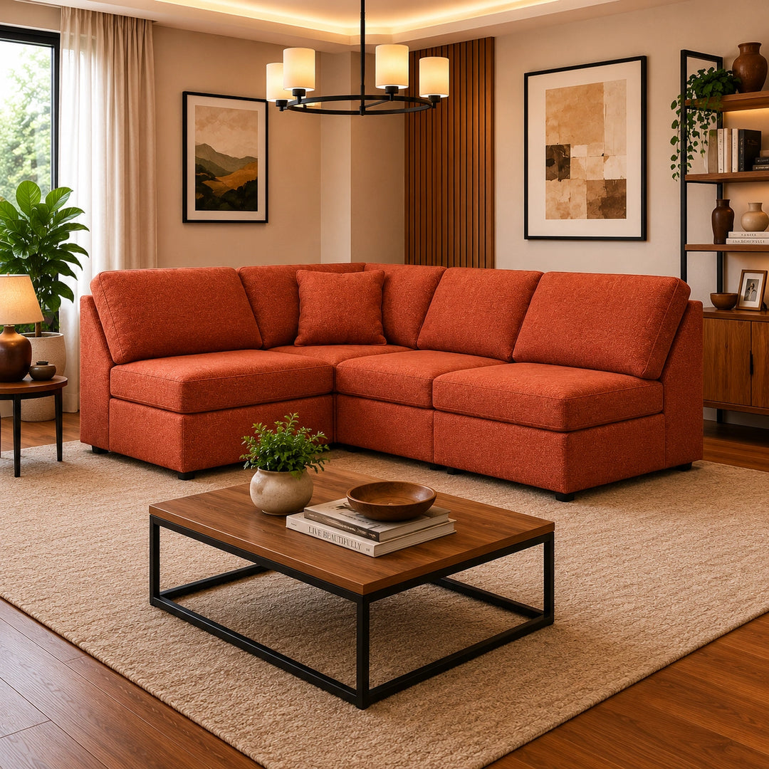 92102S71 Modmax 4-Piece Sectional Sofa In Fabric Upholstery - Spice | Signature Design By Ashley