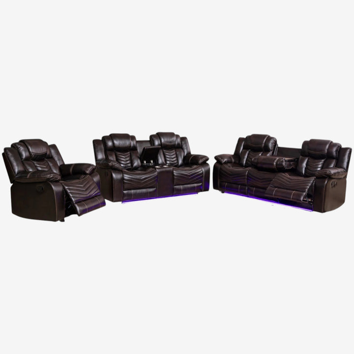 Mitchell 3-Piece Manual Recliner Set In Air Leather Upholstery - Brown
