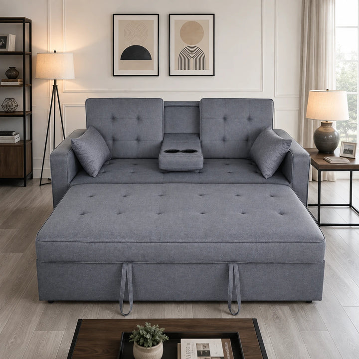 Sophia Fabric Upholstered Sofa Bed With USB Charging Ports - Dark Grey