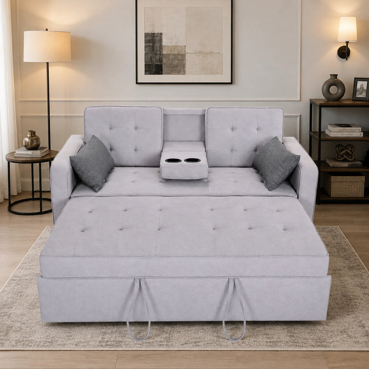 Sophia Fabric Upholstered Sofa Bed With USB Charging Ports - Grey