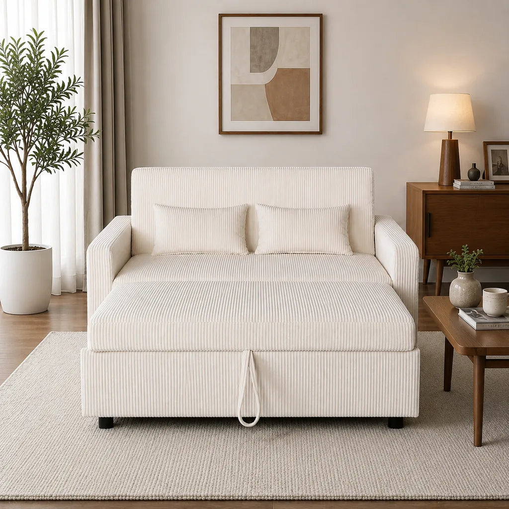 Jade Sofa Bed In Fabric Upholstery - Cream