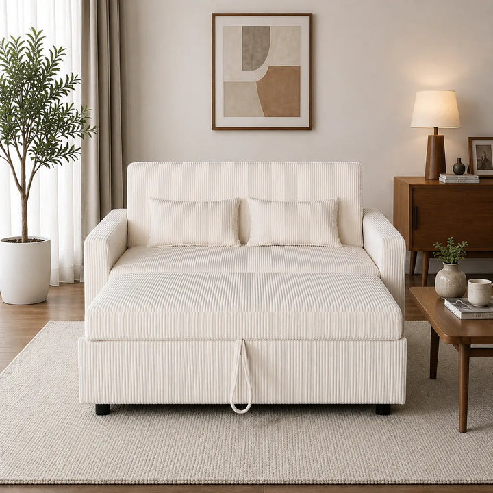 Jade Sofa Bed In Fabric Upholstery - Cream