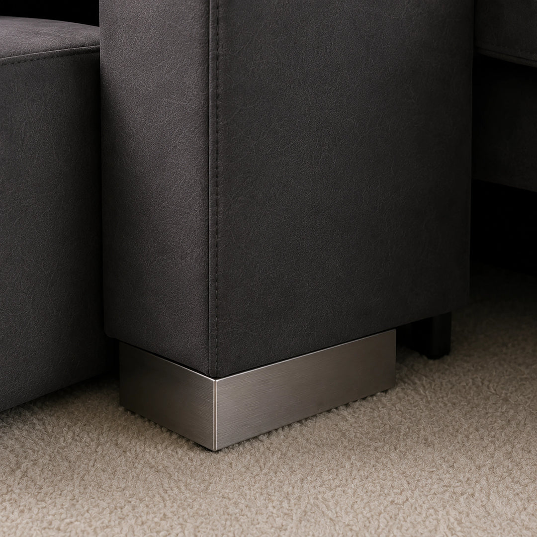 Vibe Fabric Upholstered Sectional Sofa Bed with USB Charging Ports &amp; Storage - Grey