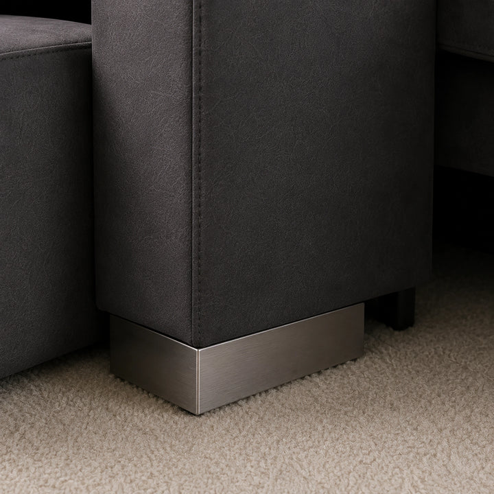 Vibe Fabric Upholstered Sectional Sofa Bed with USB Charging Ports &amp; Storage - Grey