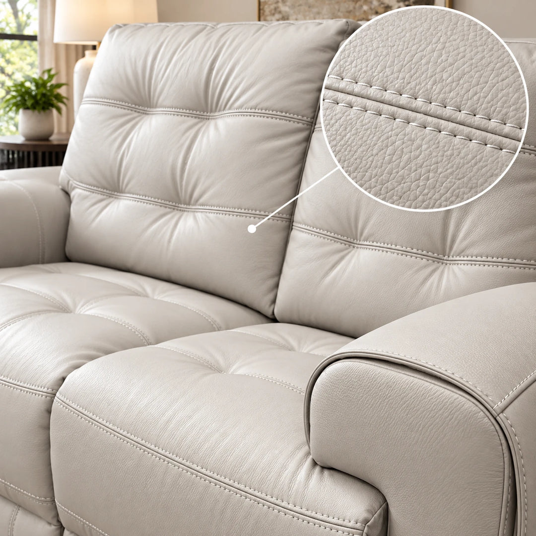Nolan Taupe Power Recliner Sofa in Aire Leather Upholstery