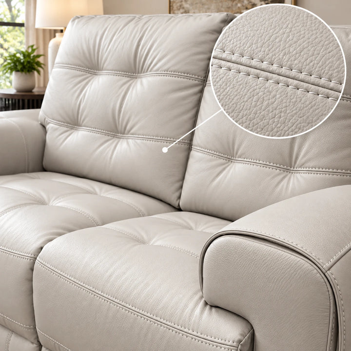 Nolan Taupe Power Recliner Sofa in Aire Leather Upholstery