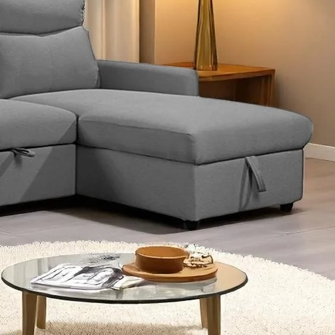 Mitchell Fabric Upholstered Sectional Sofa Bed With Reversible Chaise - Grey