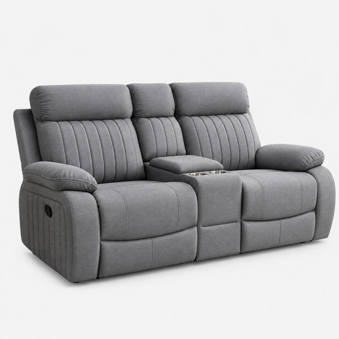 Phantom Grey Manual Recliner Loveseat in Fabric Upholstery
