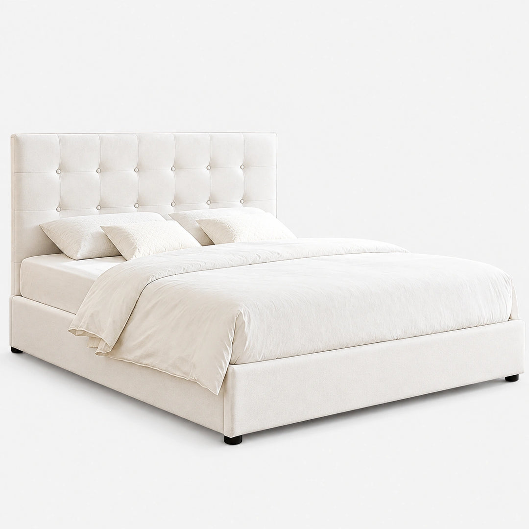Sable Cream Fabric Upholstered Platform Bed Frame