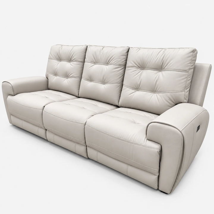 Nolan Taupe Power Recliner Sofa in Aire Leather Upholstery