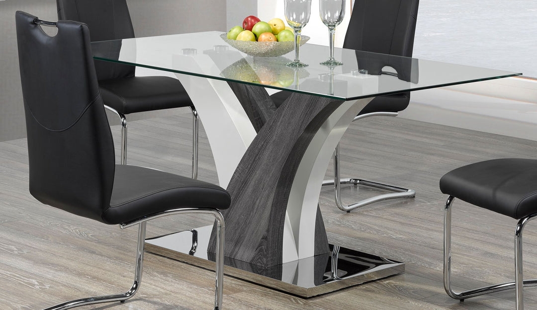 Contemporary style Dining Table with Curved Pedestal - Multi Toned