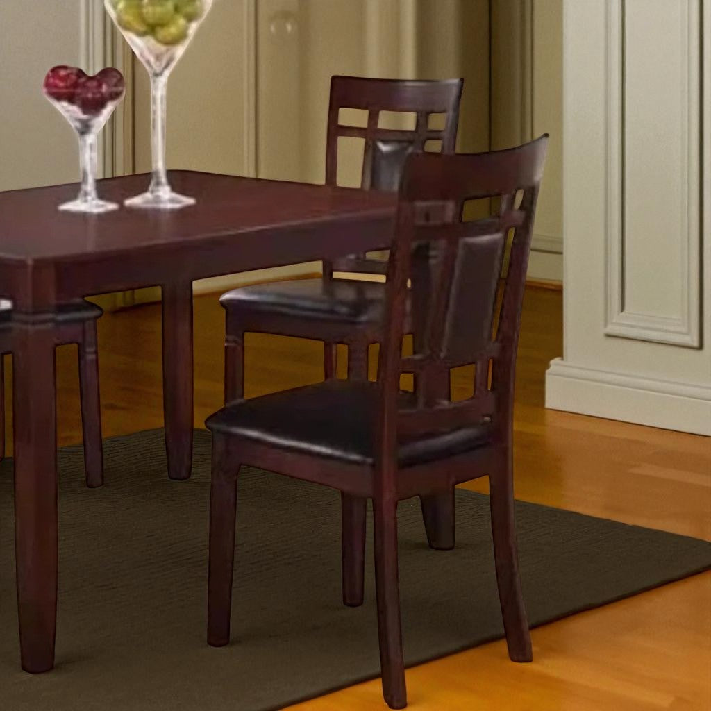 Alexia Wooden Dining Table Set For 4 With PU Upholstered Chairs - Espresso
