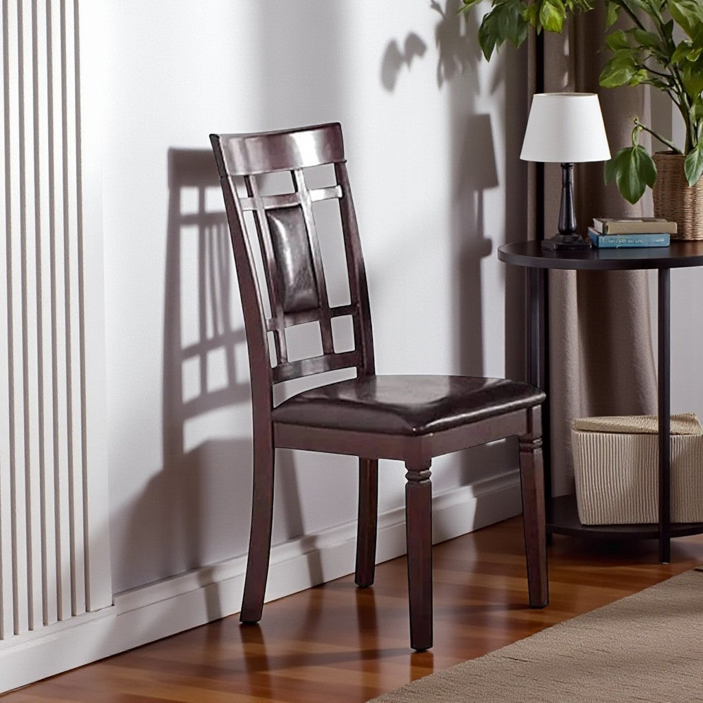 Alexia Wooden Dining Table Set For 4 With PU Upholstered Chairs - Espresso