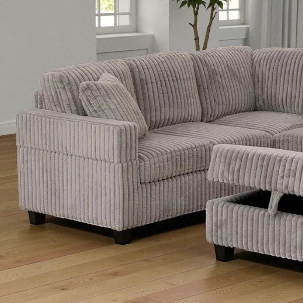 Xavier Fabric Upholstered Sectional Sofa With Storage Ottoman - Grey | Modern, Comfortable & Reversible