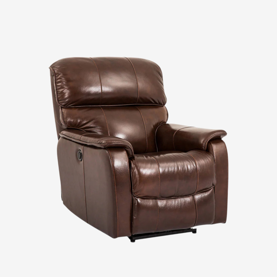 Vellum Power Recliner Chair in Leathaire Upholstery - Brown | Sleek & Relaxing With Gliding Motion