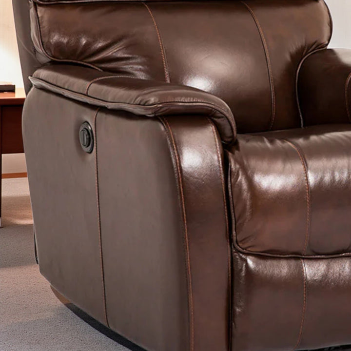 Vellum Power Recliner Chair in Leathaire Upholstery - Brown | Sleek & Relaxing With Gliding Motion