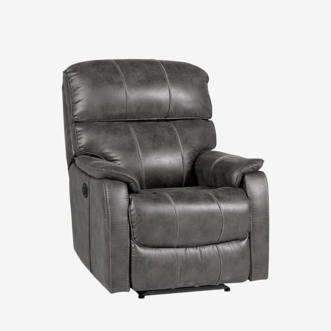 Vellum Power Recliner Chair in Leathaire Upholstery - Granite | Sleek & Relaxing With Gliding Motion