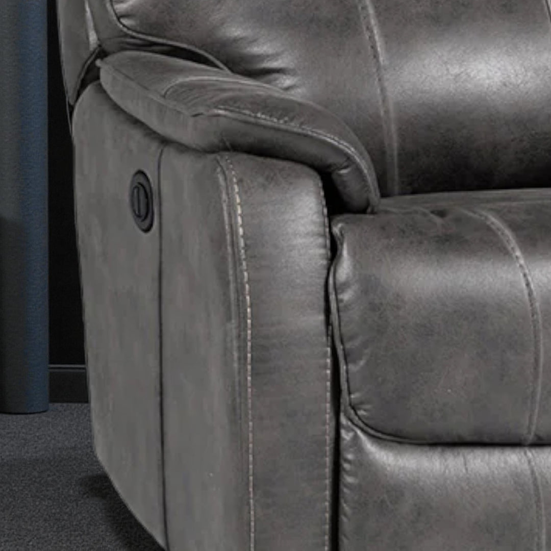 Vellum Power Recliner Chair in Leathaire Upholstery - Granite | Sleek & Relaxing With Gliding Motion