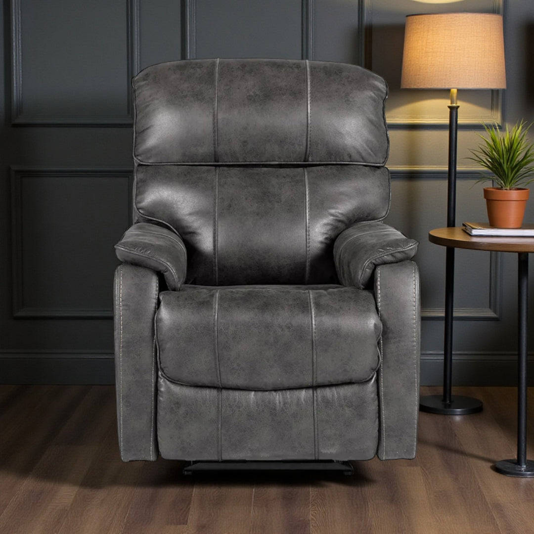Vellum Power Recliner Chair in Leathaire Upholstery - Granite | Sleek & Relaxing With Gliding Motion