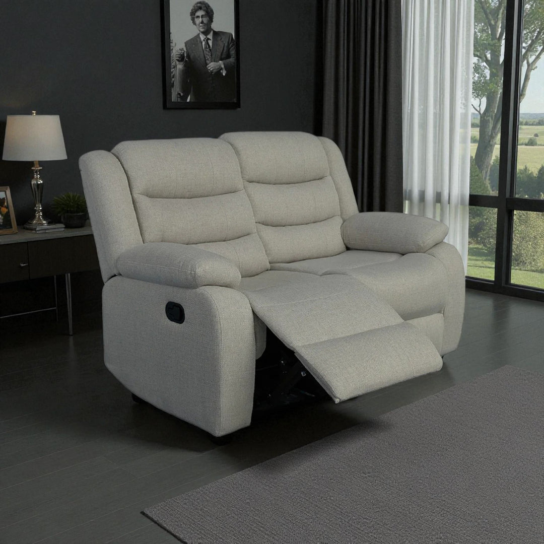 Noire Manual Recliner Loveseat in Fabric Upholstery - Grey | Stylish, Comfortable & Built to Last