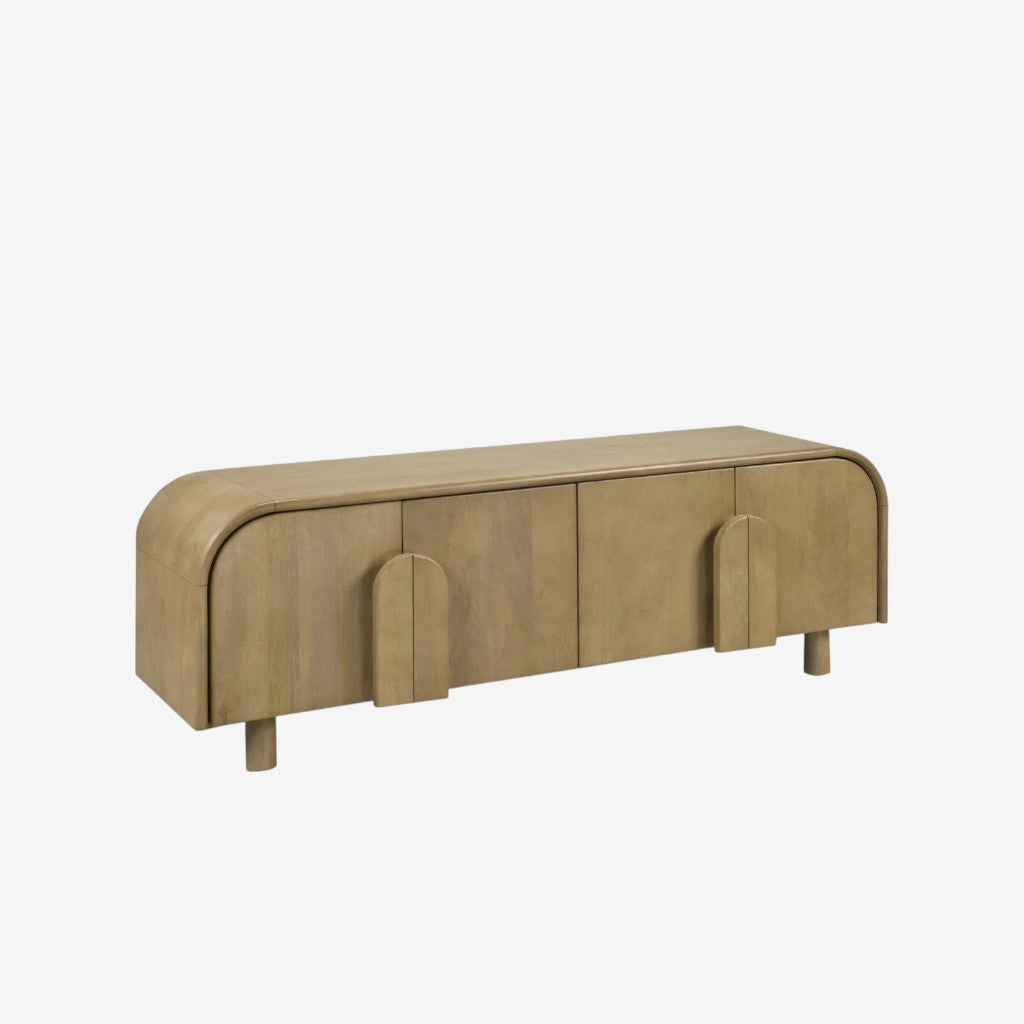 Dexter 63" TV Stand With Storage Cabinets - Natural Oak