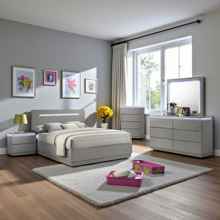 Fiat 8-Piece Bedroom Set - Grey | Modern, Sleek, Durable & Storage Solution