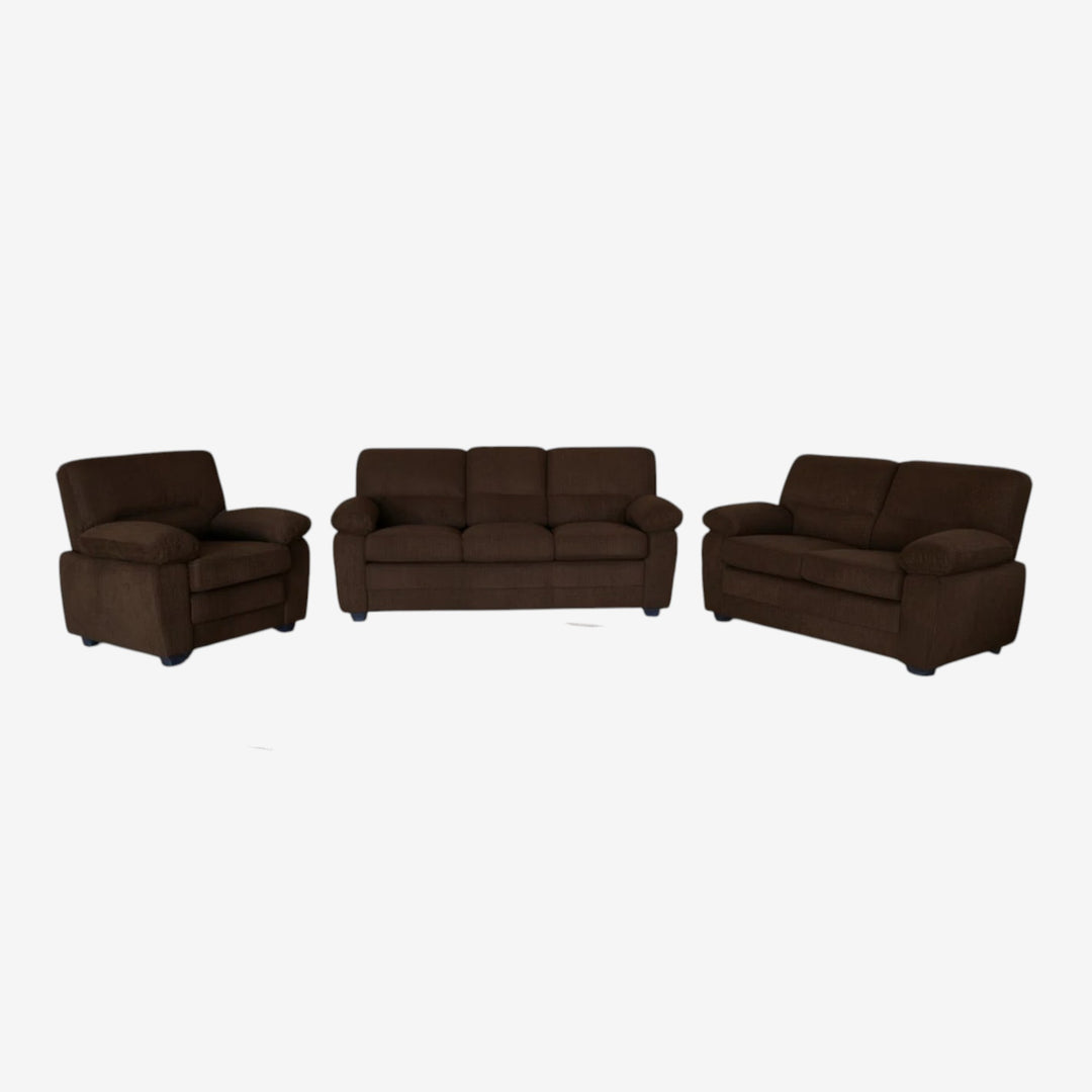 Rolex 3-Piece Stationary Sofa Set In Fabric Upholstery - Brown