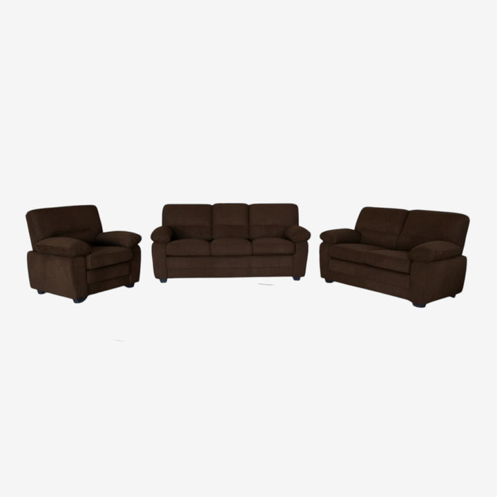 Rolex 3-Piece Stationary Sofa Set In Fabric Upholstery - Brown