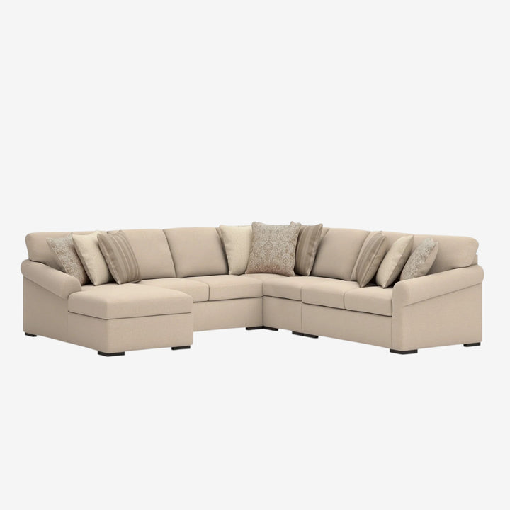 LadyMae 5-Piece Fabric Sectional Sofa With Chaise - Twill | Benchcraft By Ashley
