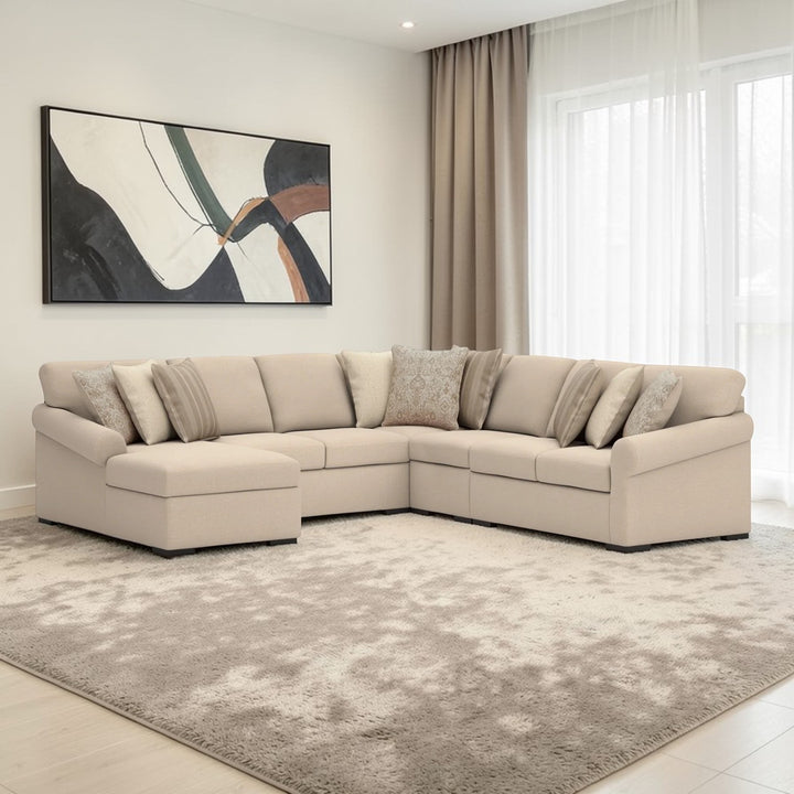 LadyMae 5-Piece Fabric Sectional Sofa With Chaise - Twill | Benchcraft By Ashley